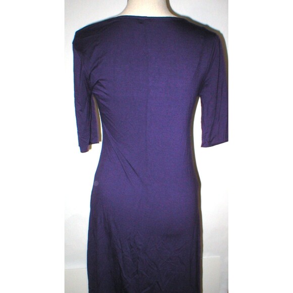 New Three Dots Dark Purple L Womens Dress Viscose Short Sleeve V Neck USA - Picture 7 of 9